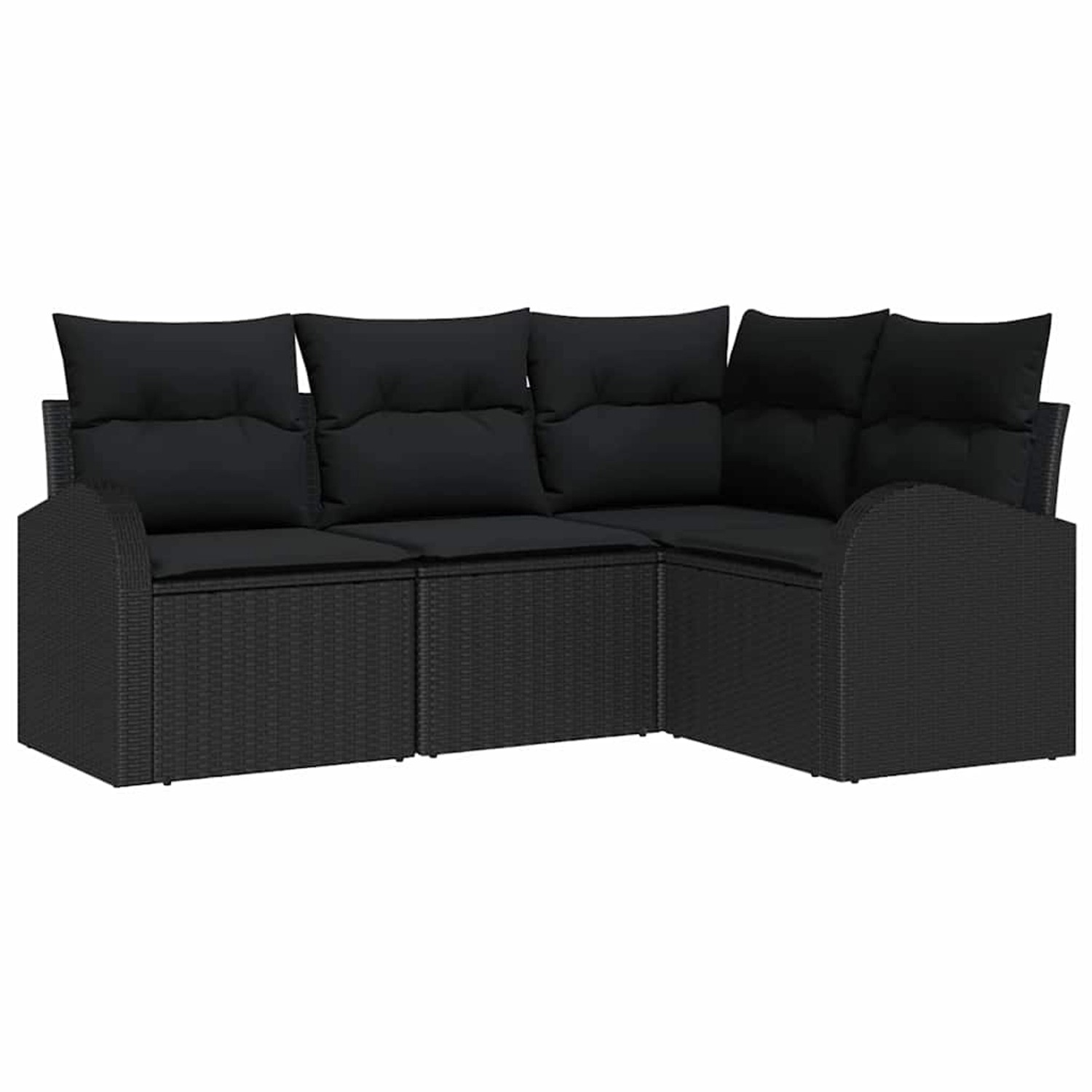 vidaXL Garten-Sofa-Set mit Kissen 4-Tlg Schwarz Poly Rattan 3346023 günstig online kaufen
