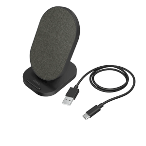 Hama QI-FC10S-Fab Wireless Charger: Kabellose Ladestation in Schwarz mit USB-Kabel.