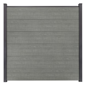 GroJa Steckzaun Schmal Basicline, 180x180 cm, Grey Ash Cut, Sichtschutz für Garten und Terrasse.