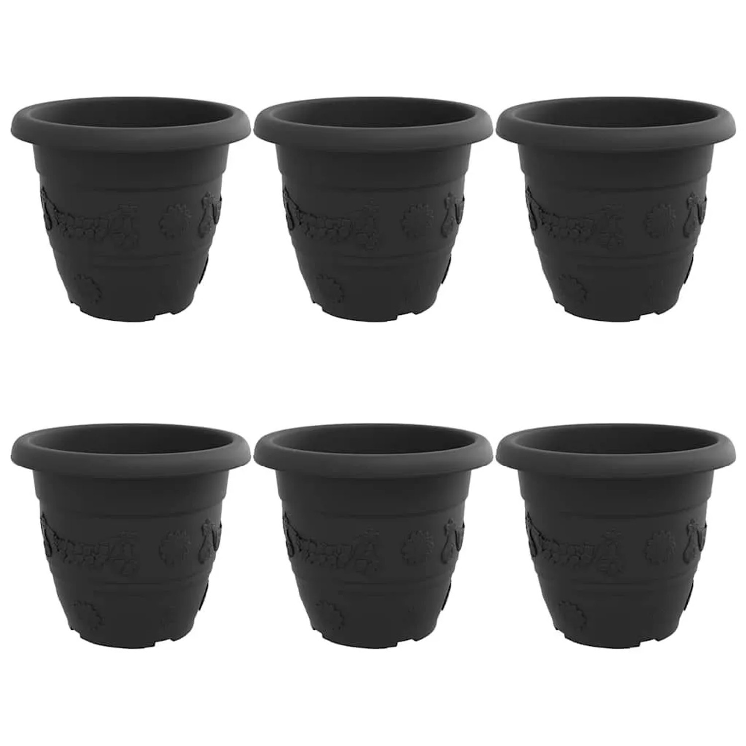 vidaXL Runder Blumentopf 6 Stk Schwarz Ø 26 x 21,5 cm Kunststoff 42020287