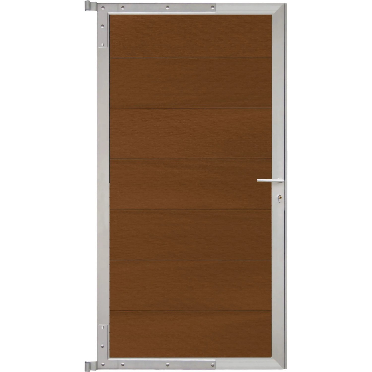 GartenLand Steckzauntor Ameland Co-extrudiert ca. 90 x 175 cm WPC Ipê Aluminium Silber