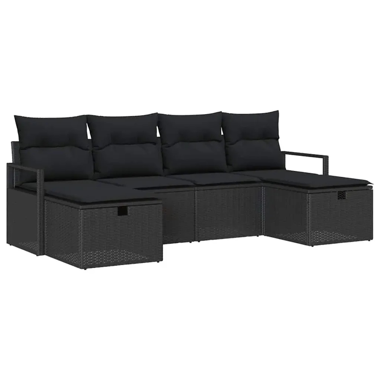 vidaXL Garten-Sofa-Set mit Kissen 6-Tlg Schwarz Poly Rattan 3360554 günstig online kaufen