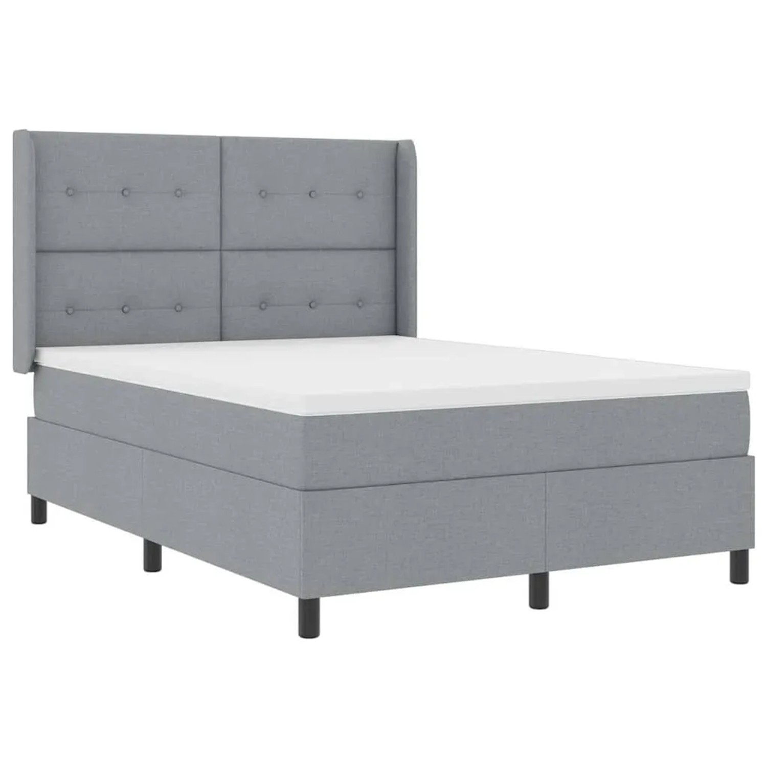 vidaXL LED Boxspringbett mit Matratze Hellgrau 160 x 200 cm Stoff 3343511