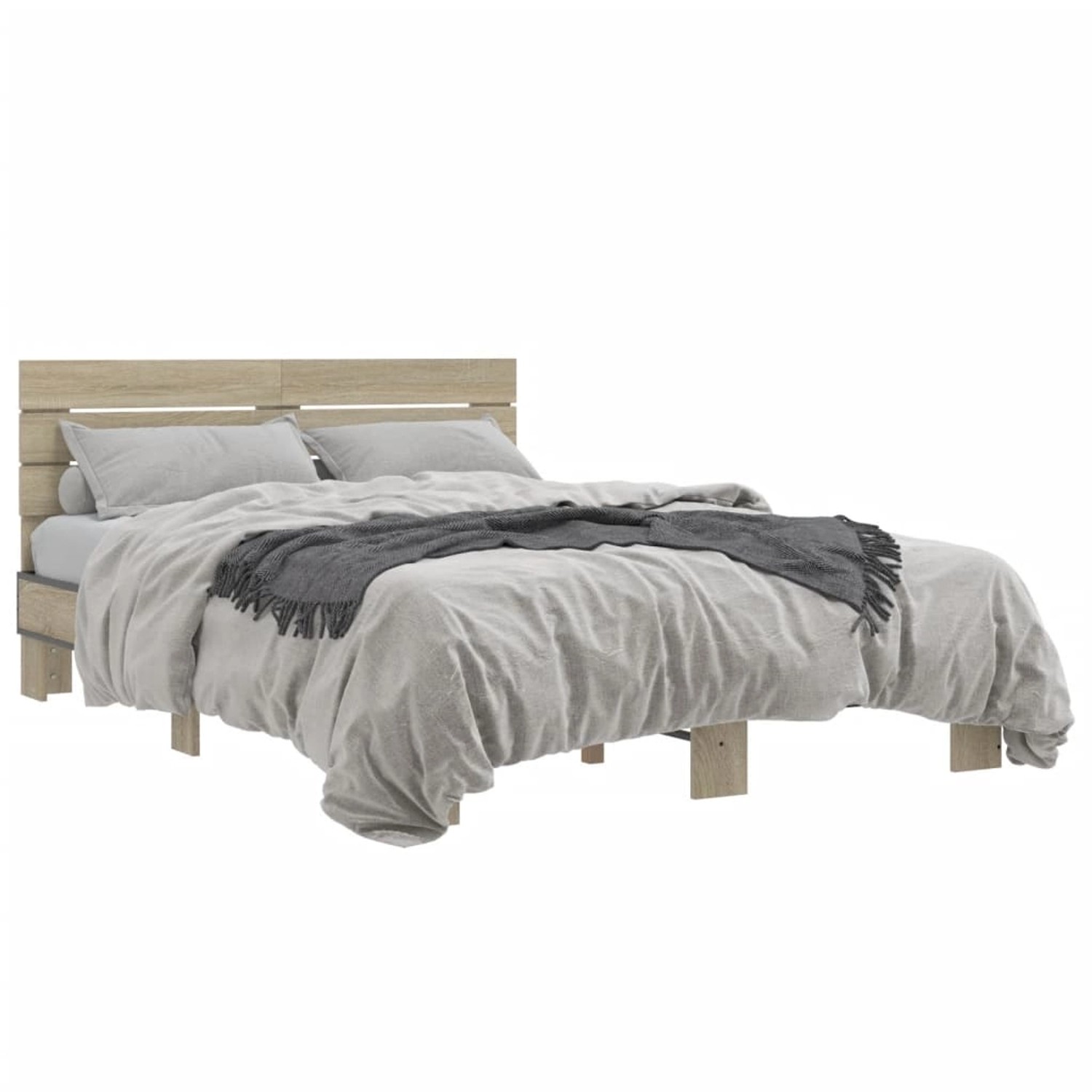 vidaXL Bettgestell Sonoma-Eiche 140x190 cm Holzwerkstoff und Metall 3280168 günstig online kaufen