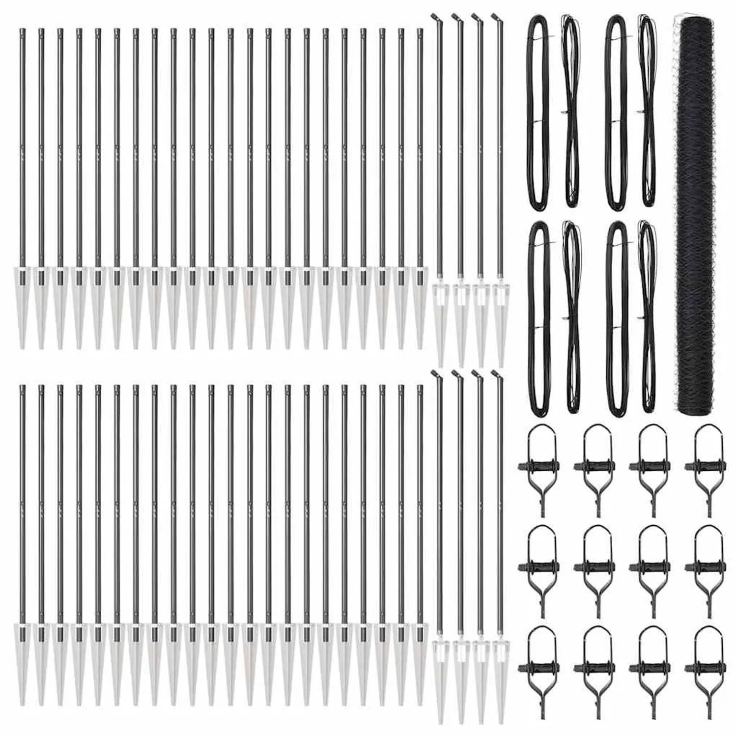 vidaXL Zaunpfosten Grau 100 x 1,6 m 50 mm Maschen Stahl und PVC 3353323 günstig online kaufen