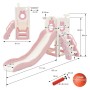 Joyz 3in1 Kinderrutsche Rosa Kunststoff mit Spielturm & Basketballkorb_2
