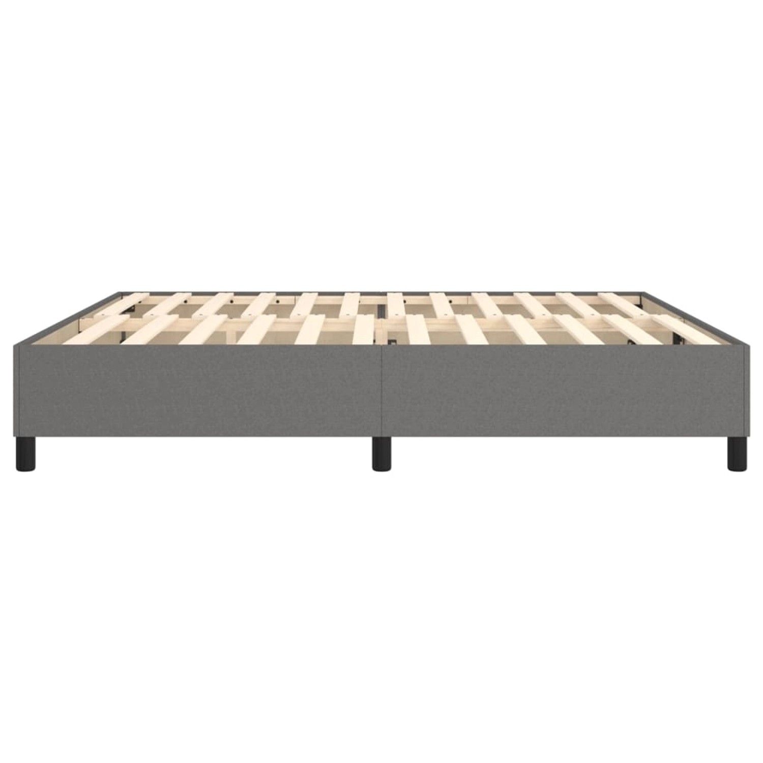 Dunkelgraues vidaXL Boxspringbett 200x200 cm aus Stoff, Bettrahmen ohne Matratze.