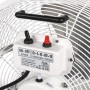Detailaufnahme: Weißer CASAFAN Industrie Standventilator SPEED2PROTECT mit Bedienelementen.