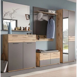 Inn.Furn Garderoben-Set Eiche Grau 5-teilig 280 cm mit Soft-Close Tomaso