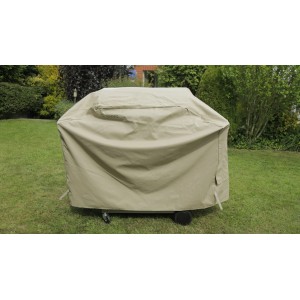 Beige tepro Abdeckhaube für große Gasgrills, schützt vor Wettereinflüssen.