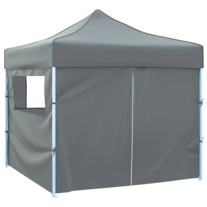 Anthrazitfarbenes vidaXL Faltzelt/Partyzelt 3x3m mit 4 Seitenwänden.