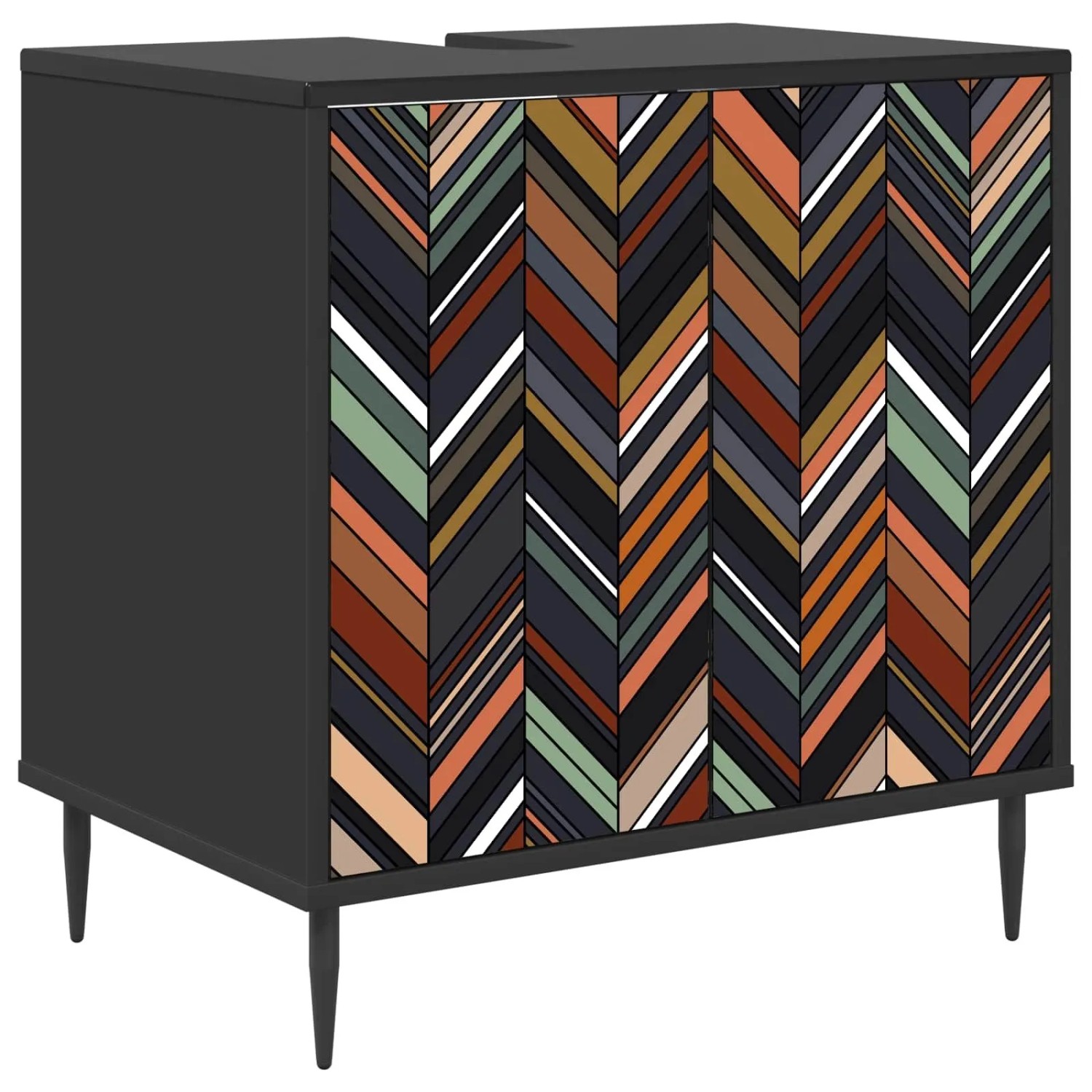 vidaXL Badezimmerschrank OMMEN Schwarz Eichen-Optik 60 x 40 x 61 cm 8007419