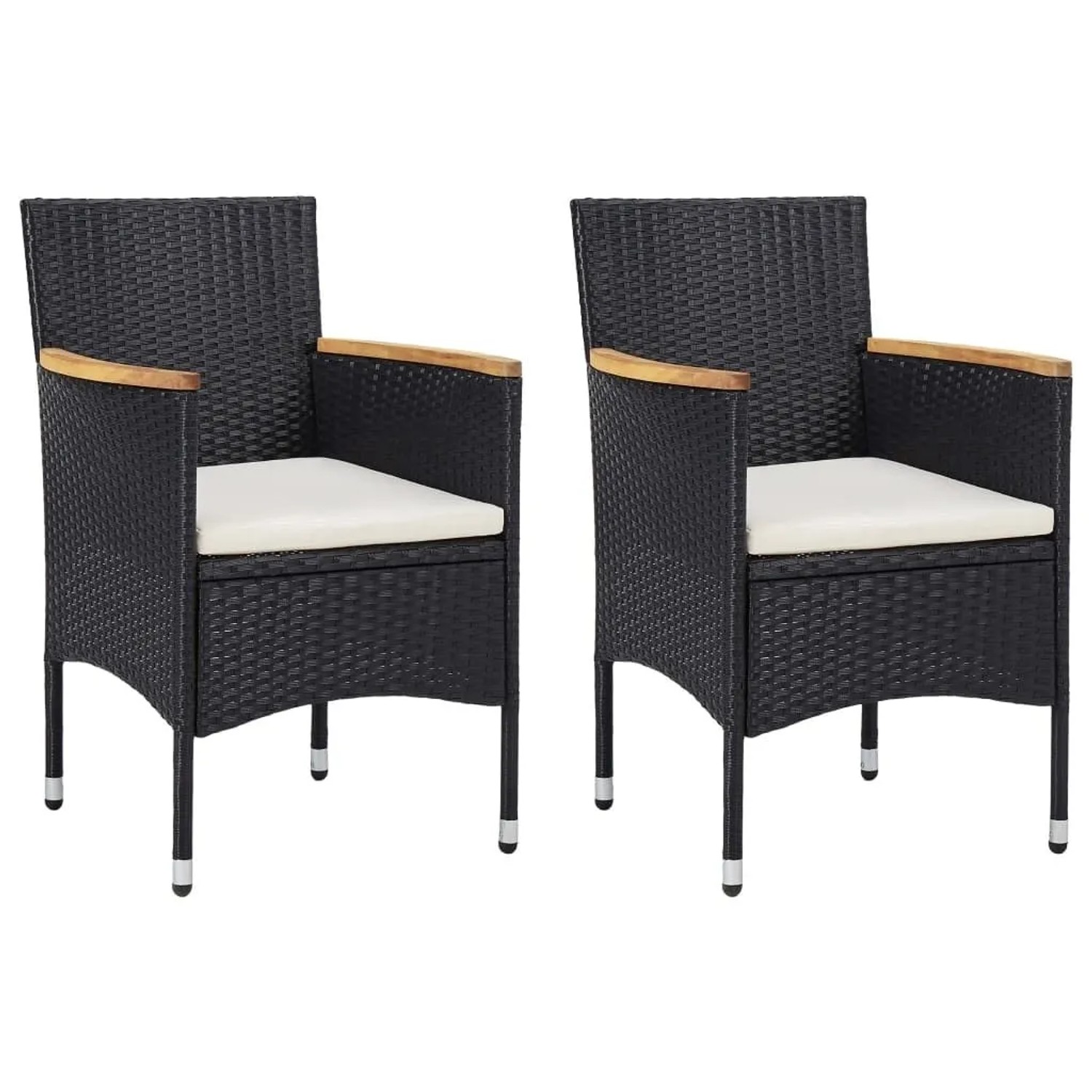 vidaXL Garten-Essstühle 2 Stk Poly Rattan Schwarz 46181 günstig online kaufen