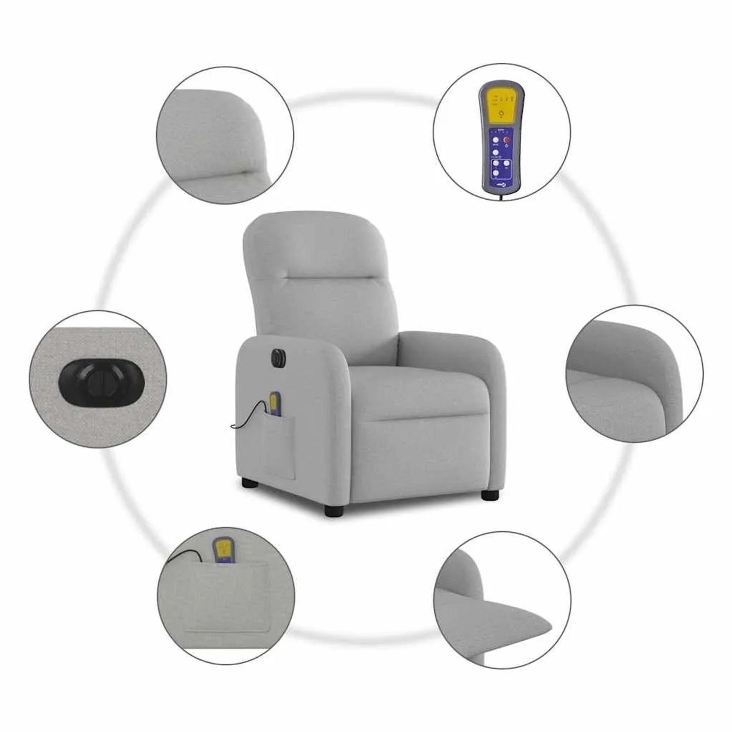 vidaXL Massagesessel Elektrisch Wolkengrau Stoff 3302971_10