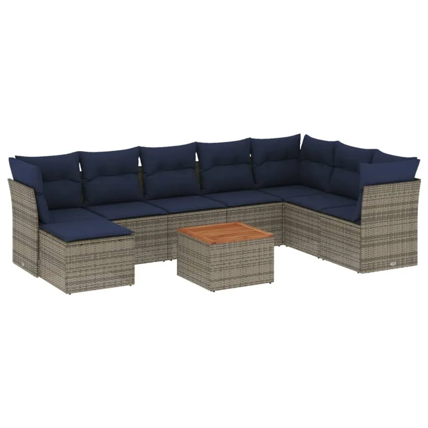 vidaXL 9-Tlg Gartensofa-Set mit Kissen Grau Polyrattan 3256117 günstig online kaufen