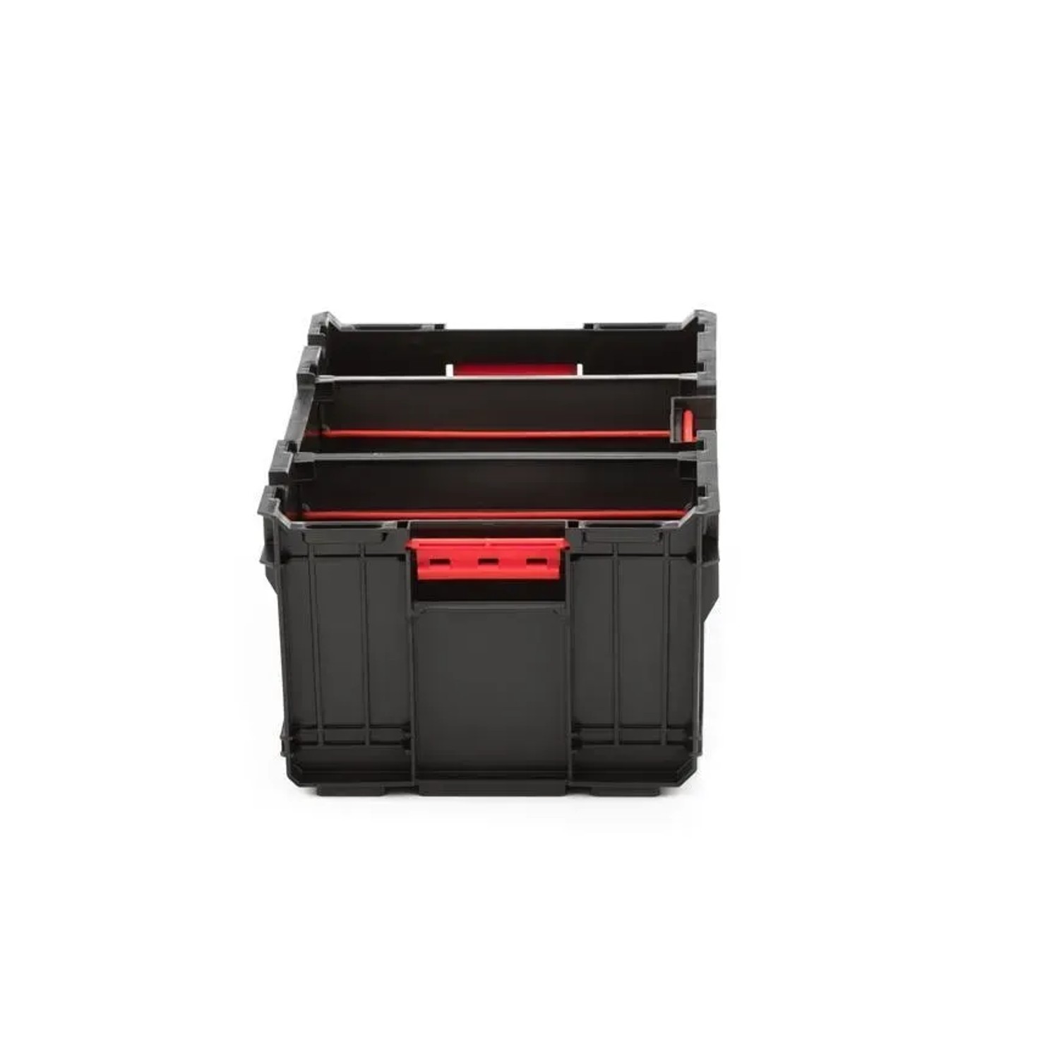 Schwarzer PROREGAL QBRICK Werkzeugkasten mit roten Akzenten, 52 Liter Volumen.