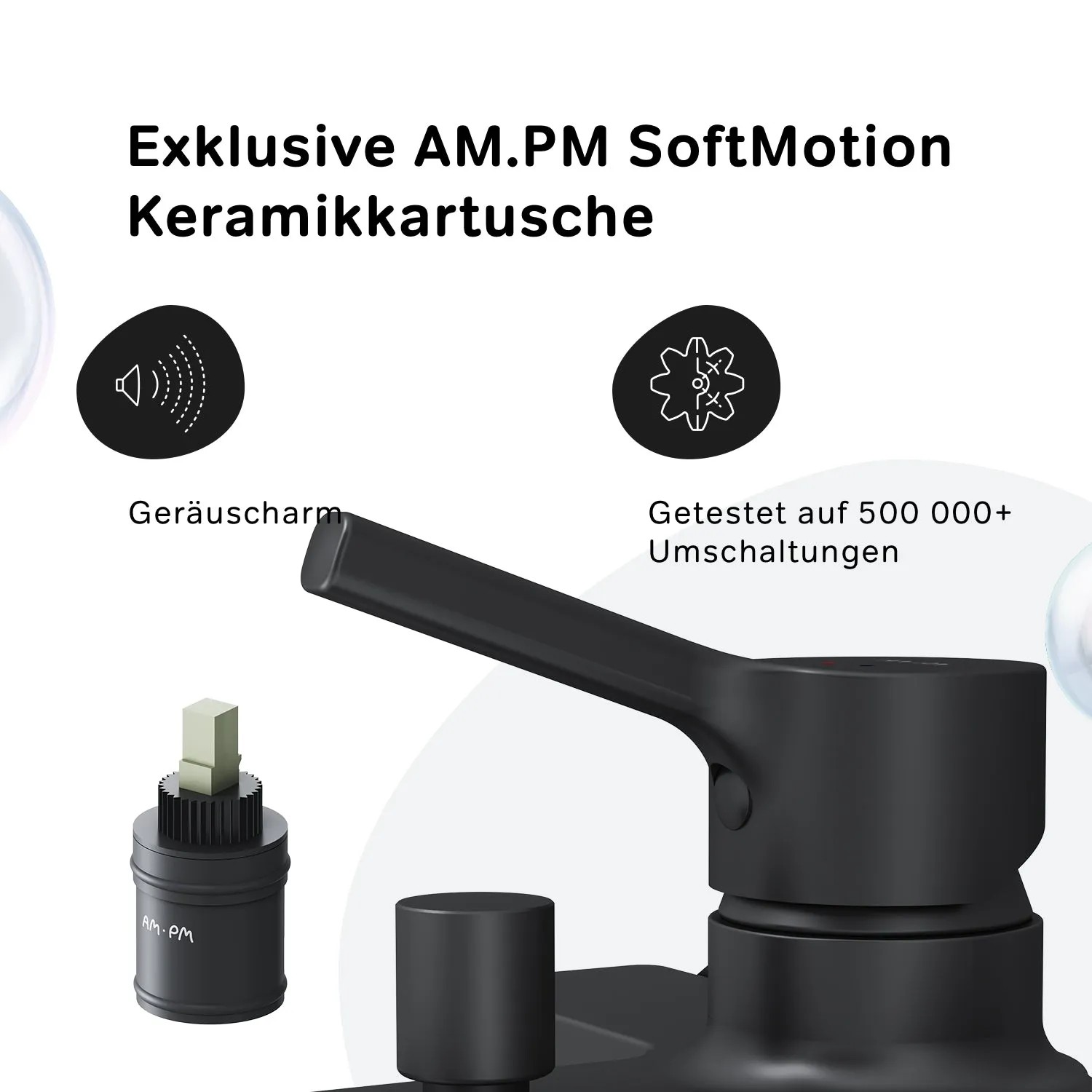 AM.PM Wannenarmatur X-Joy S in Schwarz, Aufputz-Montage mit SoftMotion Keramikkartusche.