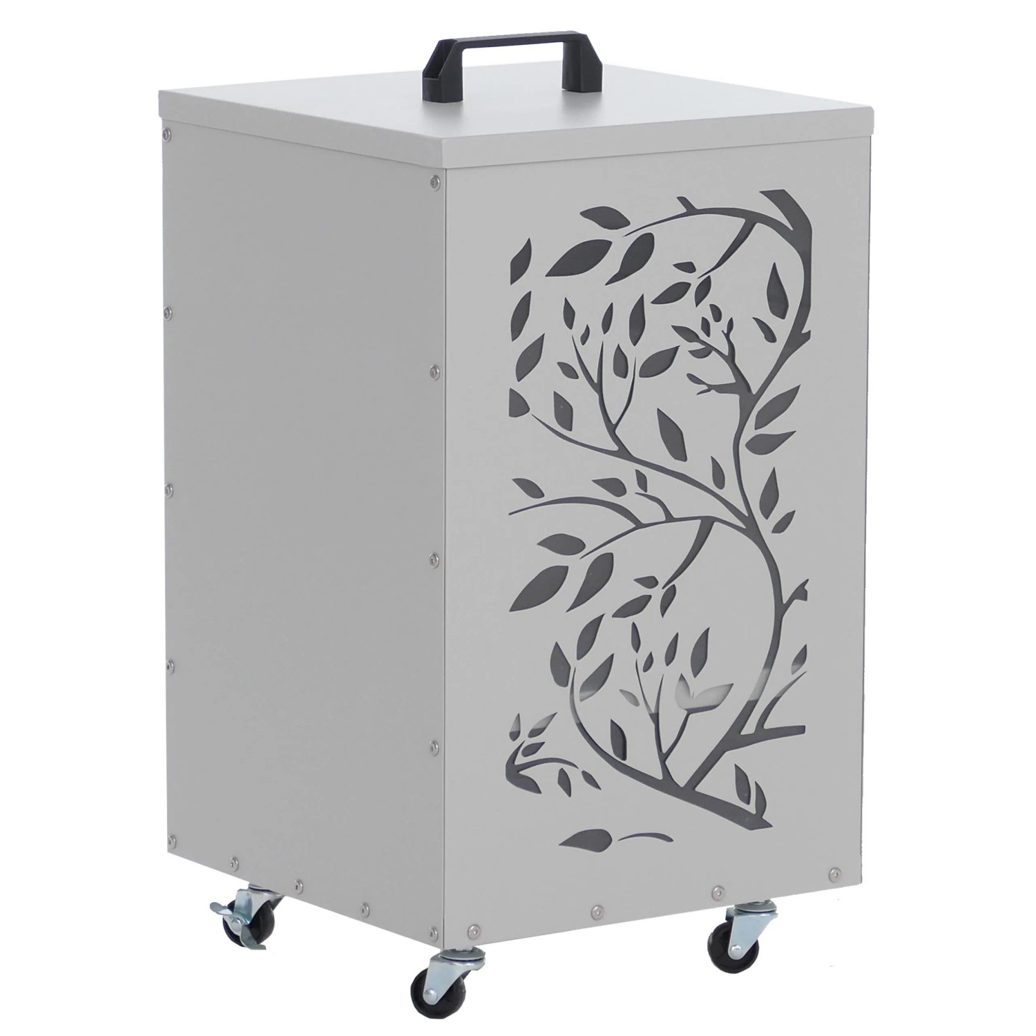 MCW Pelletbehälter Q30 Ranken 64x36x36cm Weiß-hellgrau