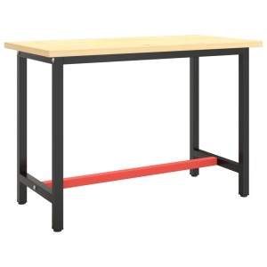 vidaXL Werkbankgestell in Schwarz/Rot, 110x50x79 cm, Metall. Tischgestell für Werkstatt & Hobby.