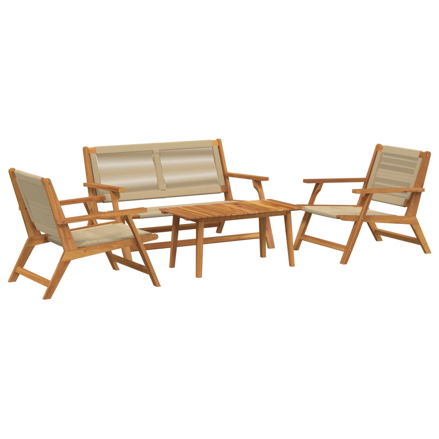 vidaXL Gartenstühle mit Tisch Set aus 4 - Beiges Akazienholz 3214447 günstig online kaufen
