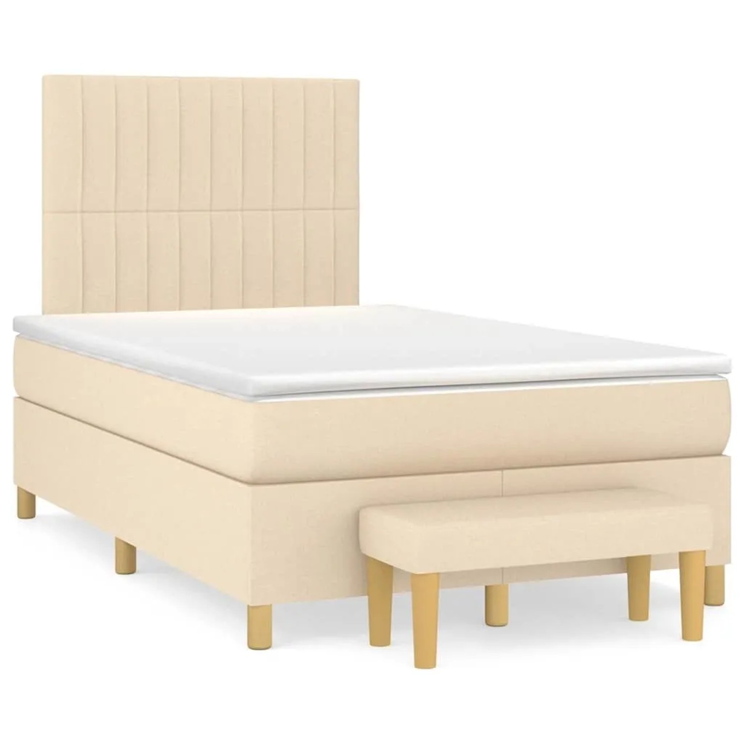 vidaXL Boxspringbett mit Matratze Creme 120x190 cm Stoff 3270423