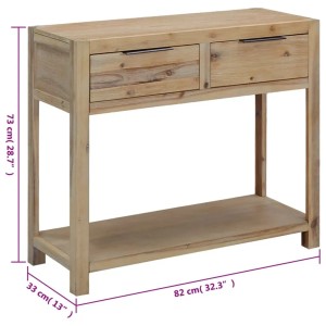 vidaXL Konsolentisch aus Akazie Massivholz, 82x33x73 cm, mit 2 Schubladen und Ablage.