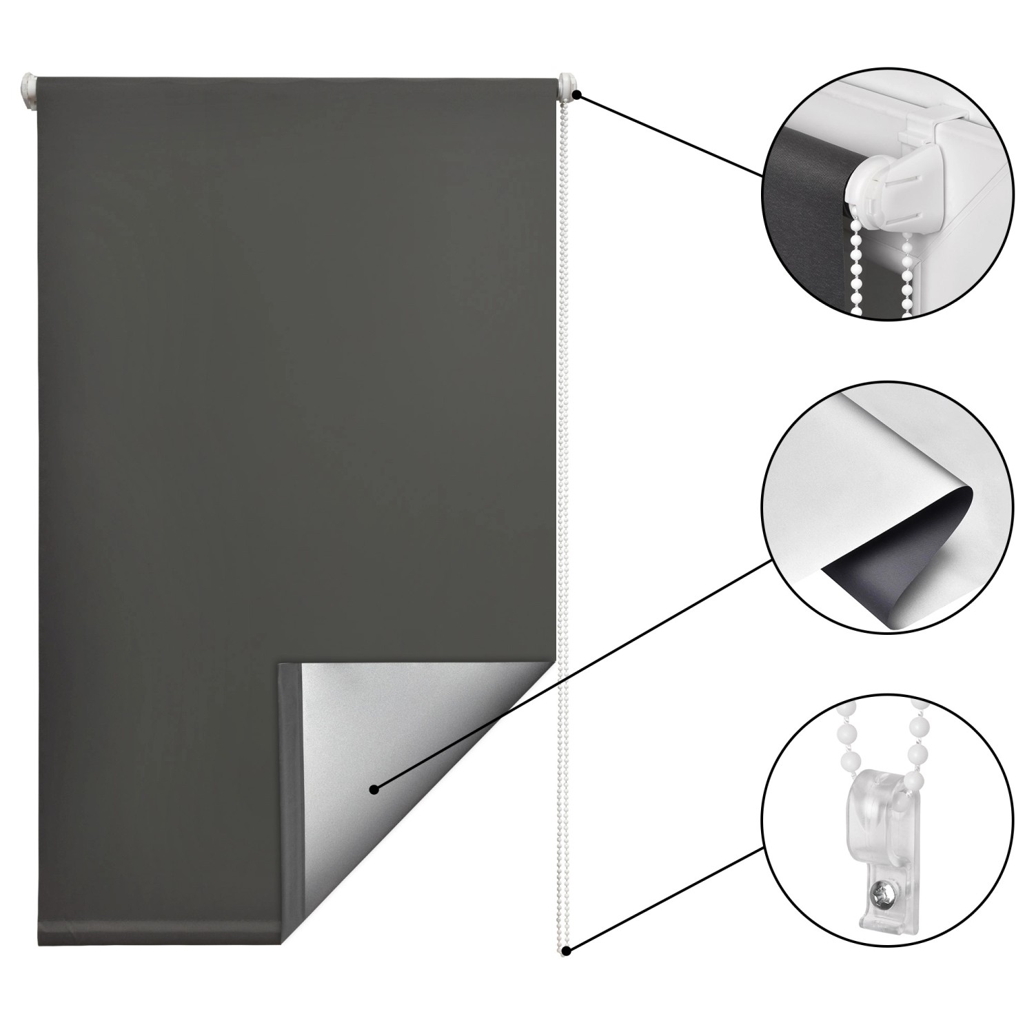 Sol Royal Thermorollo SolReflect T42, 40x160cm, Anthrazit, mit Thermobeschichtung und Kettenzug.