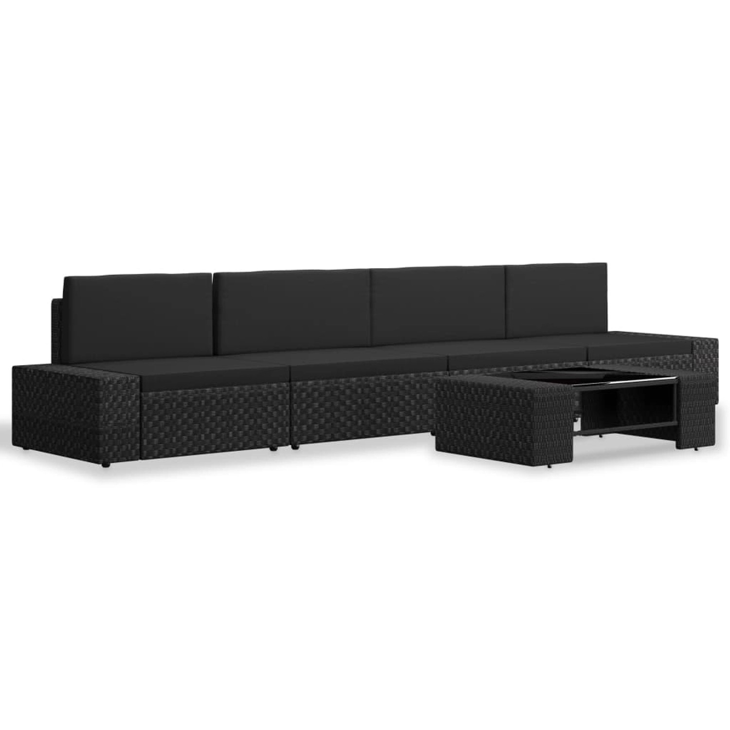 vidaXL 5-tlg Garten-Lounge-Set Poly Rattan Schwarz Modell 2