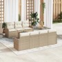 Beige-weißes 8-tlg. vidaXL Garten-Sofa-Set aus Rattan mit Tisch für Terrasse und Garten.