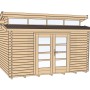Unbehandeltes Weka Holz-Gartenhaus mit Pultdach und Doppeltür. Ideal als Gerätehaus.