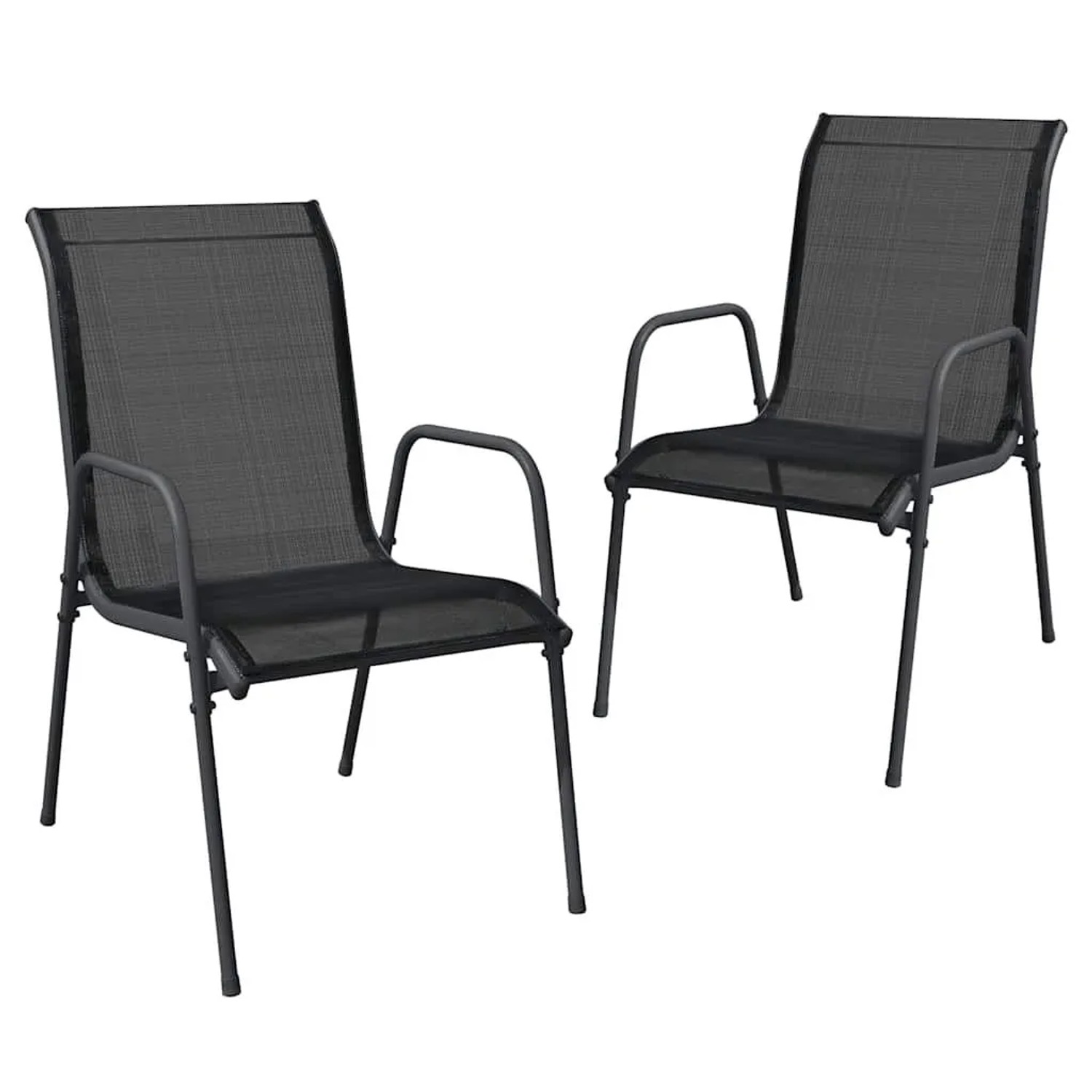 Furnicato Gartenstühle 2er Set Aus Stahl Und Textilene 51x66x88 Cm Schwarz Und Anthrazit