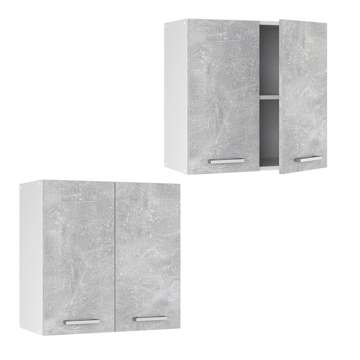 Vicco Hängeschränke R-Line, Küchenschränke in Beton/Weiß, 60 cm breit.