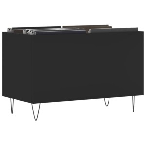 Schwarzer vidaXL Plattenschrank (74,5x38x48 cm) aus Holzwerkstoff mit Schallplatten.