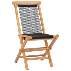 vidaXL Klappbare Gartenstühle 2 Stk Massivholz Teak und Seil 49363