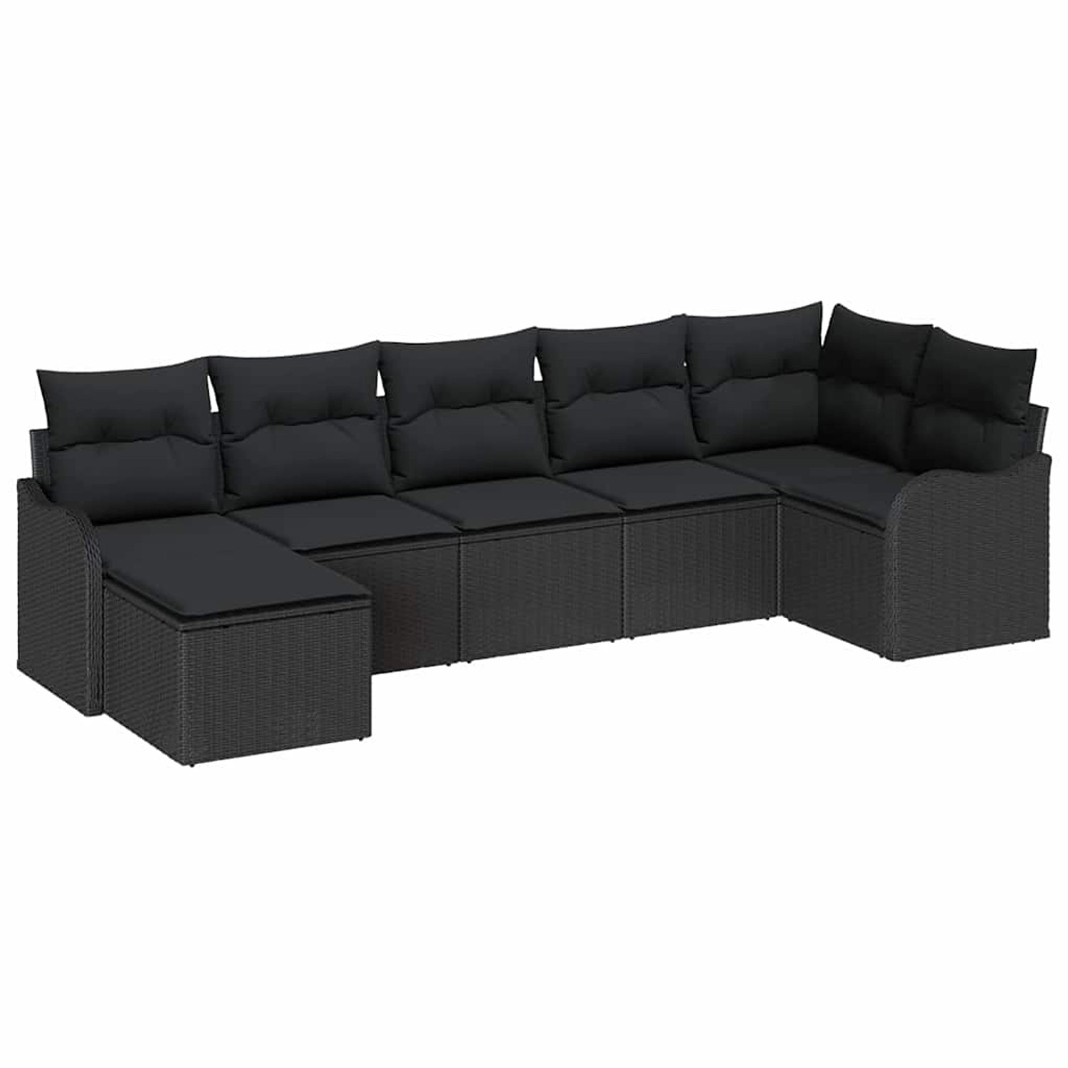 vidaXL Garten-Sofa-Set mit Kissen 7-Tlg Schwarz Poly Rattan 3345793 günstig online kaufen