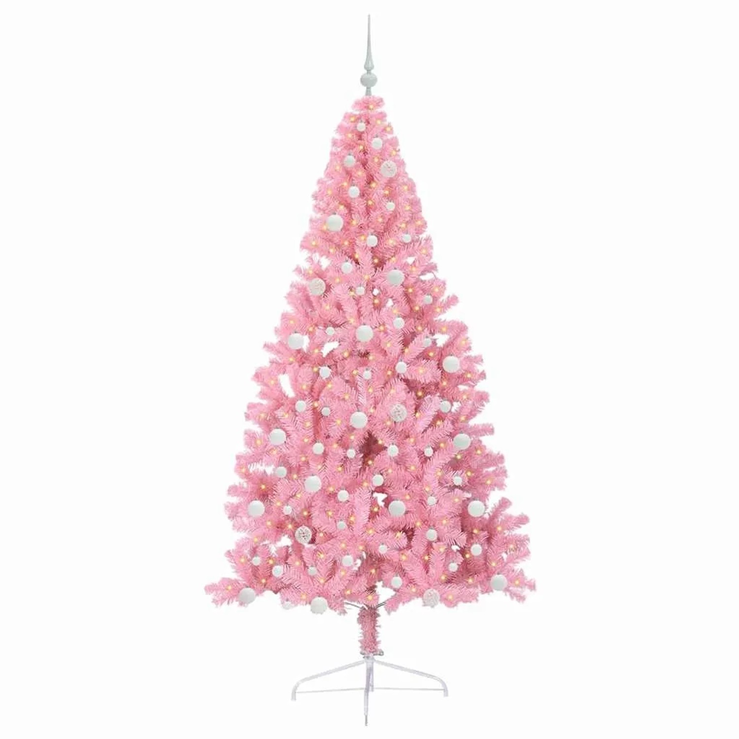 vidaXL Künstlicher Vorbeleuchteter Weihnachtsbaum Rosa 240 cm PVC 3397105