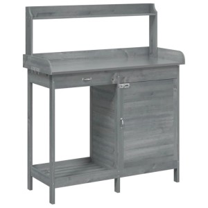 vidaXL Pflanztisch mit Schrank Grau 110,5x45x124,5 cm Massivholz Tanne 156345