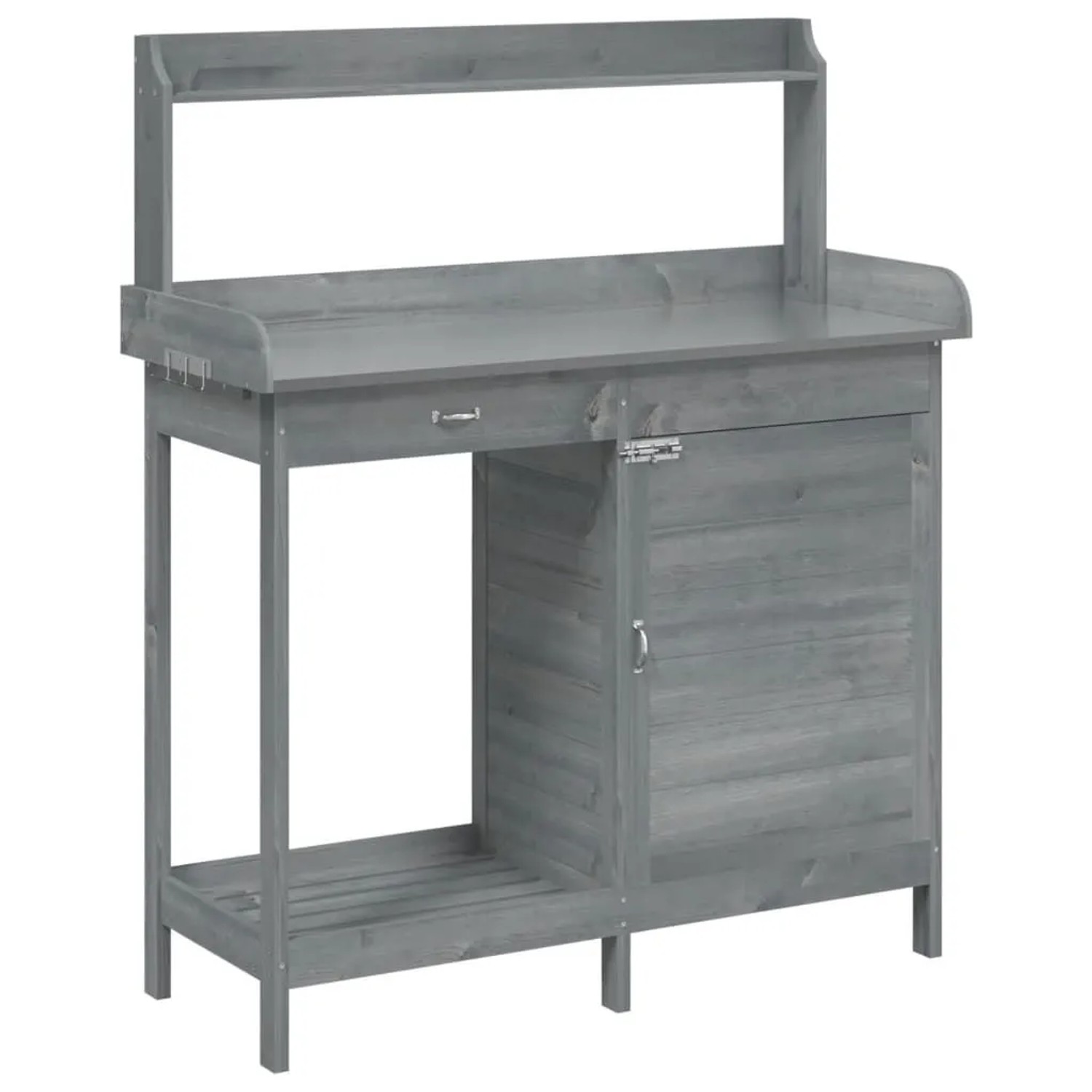 vidaXL Pflanztisch mit Schrank Grau 110,5x45x124,5 cm Massivholz Tanne 156345