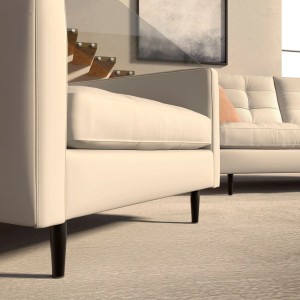 SOTECH Möbelfuß FOX-TROT, schwarz matt, 120mm, unter Sofas sichtbar.
