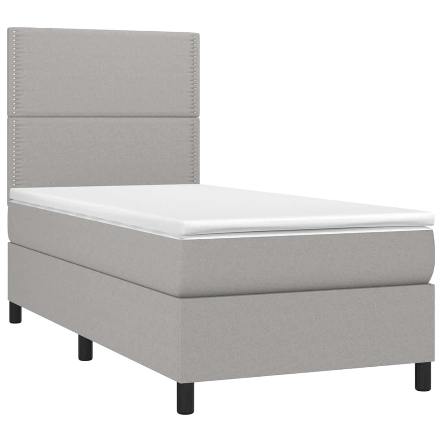 vidaXL Boxspringbett mit Matratze & LED Hellgrau 100x200 cm Stoff 3134773 günstig online kaufen