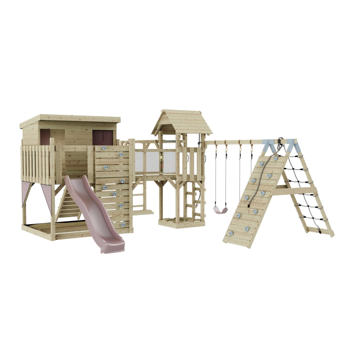 OutdoorToys Spielturm Malin mit Kinderschaukel Altrosa günstig online kaufen