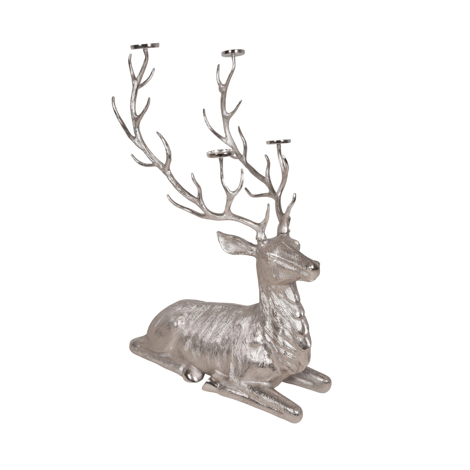 DELUKE Deko-Hirsch LIAM mit Kerzenhaltern Aluminium Silber 140x99x90,5cm Hirsch-Skulptur Tier-Dekoration