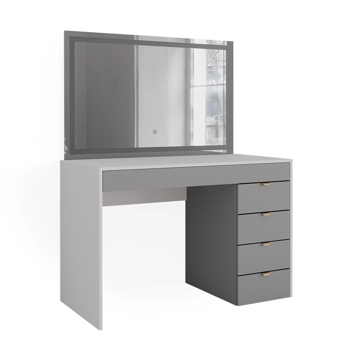 Vicco Schminktisch Elise Weiß/Grau/Grau/Grau 115 cm mit LED-Spiegel günstig online kaufen