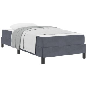 Dunkelgraues vidaXL Boxspringbett 100x200 cm mit Matratze und Stoffbezug.