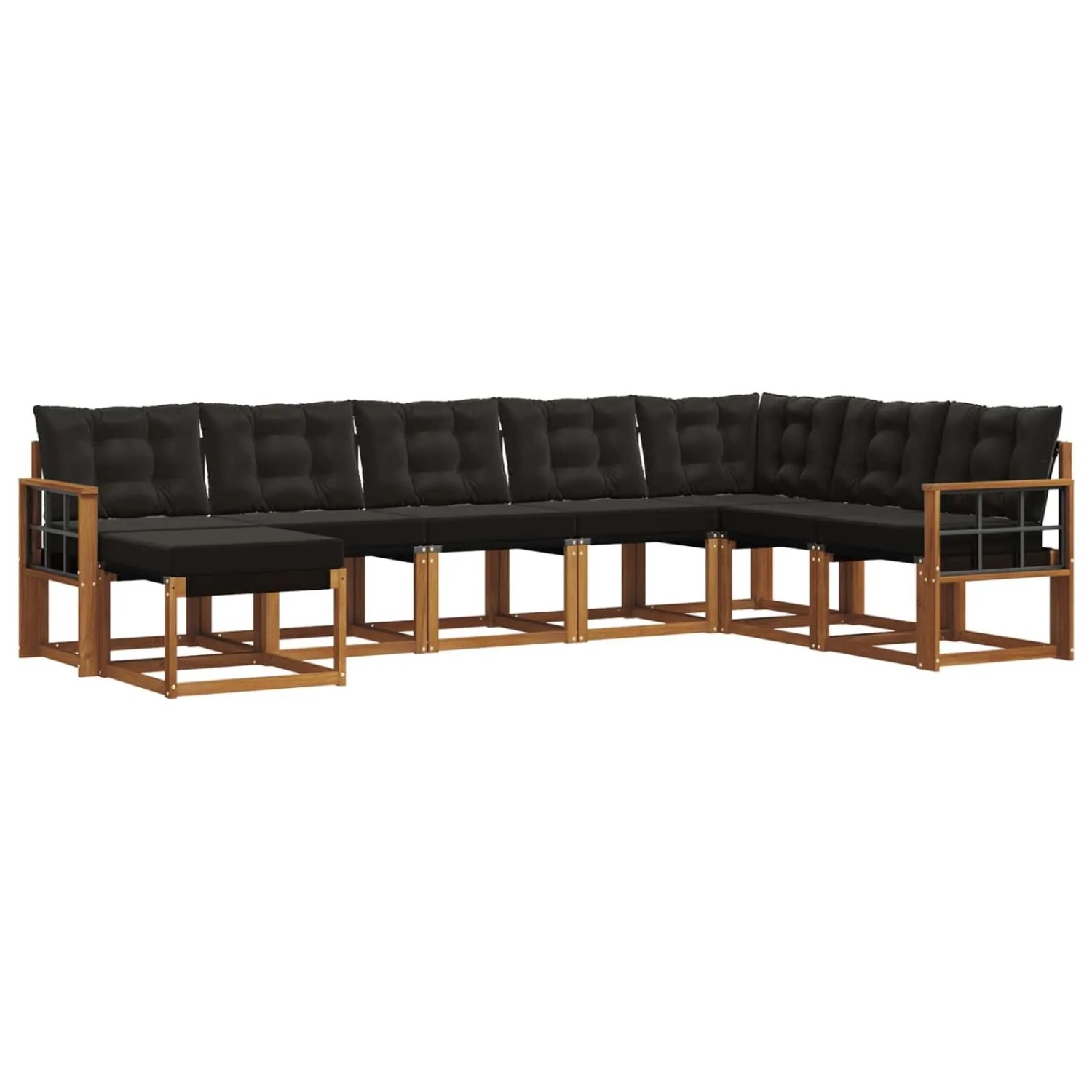vidaXL Outdoor-Sofagarnitur mit Kissen 8-Tlg Natur und Schwarz 3368959