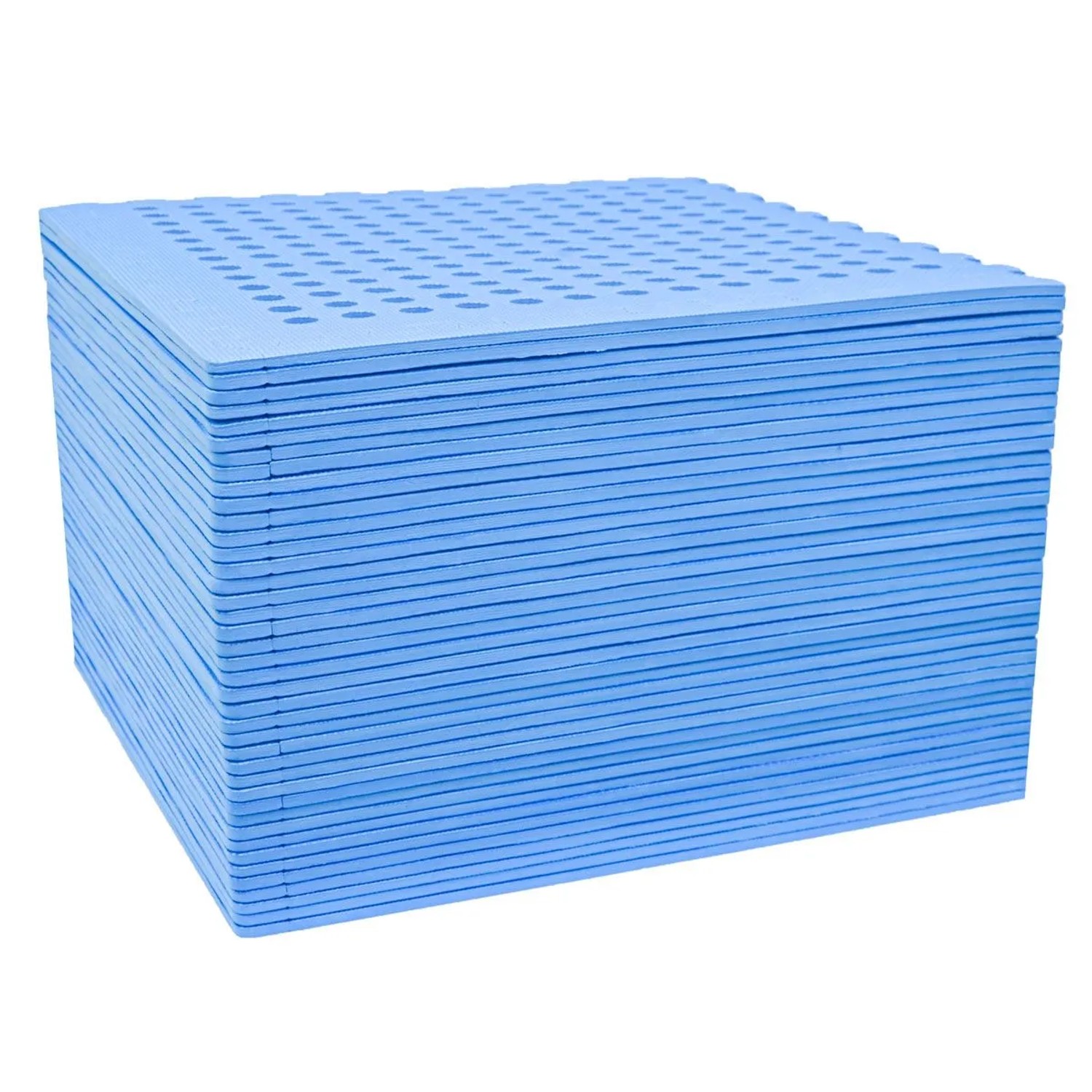 Blauer Stapel eyepower Poolmatten aus EVA-Schaumstoff, 62x62 cm, 40er Set. Puzzle-System schützt Poolboden & dämpft.