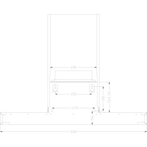 Technische Zeichnung PKM Dunstabzugshaube 6004W, Maße und Details für die Wandmontage.