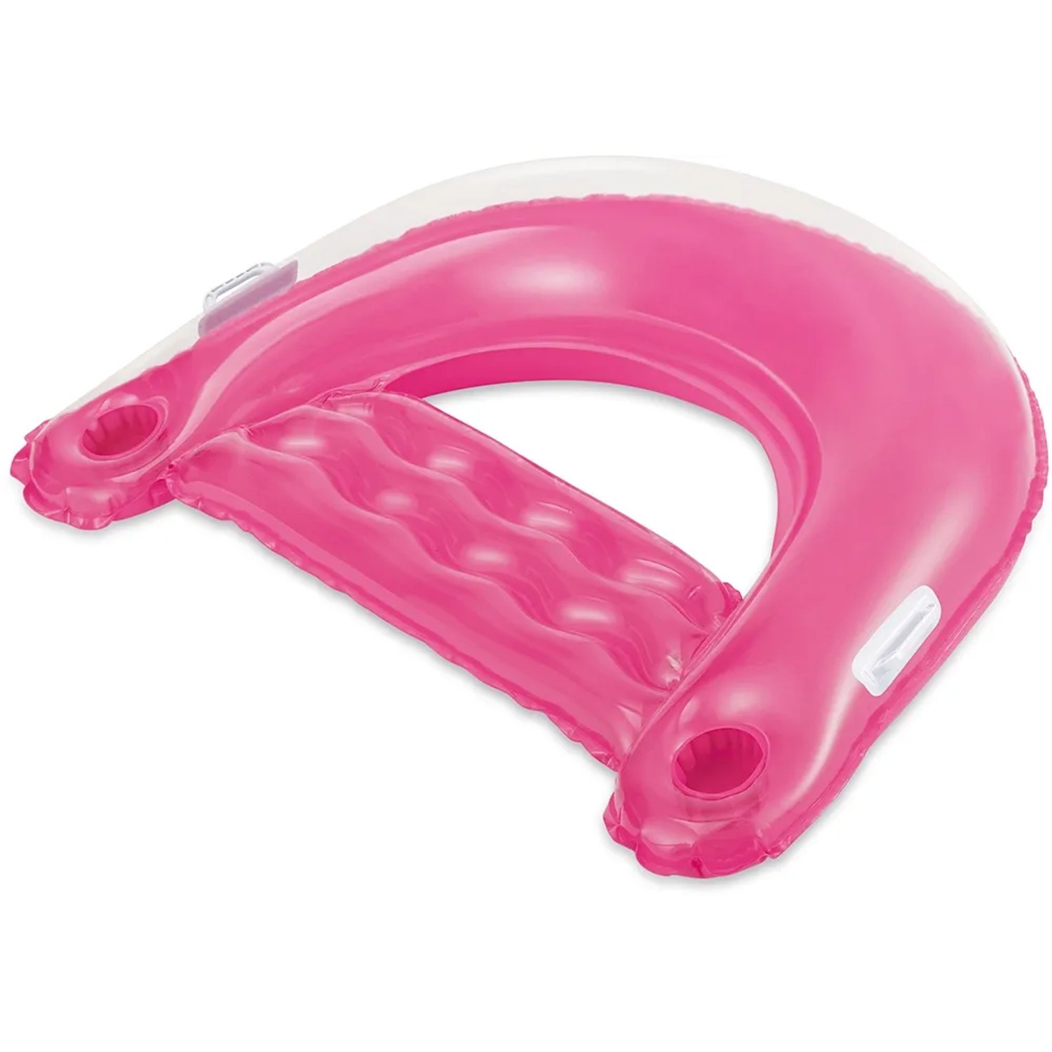 Summer Waves Wasserhängematte, pink, mit Getränkehalter und Rückenlehne.
