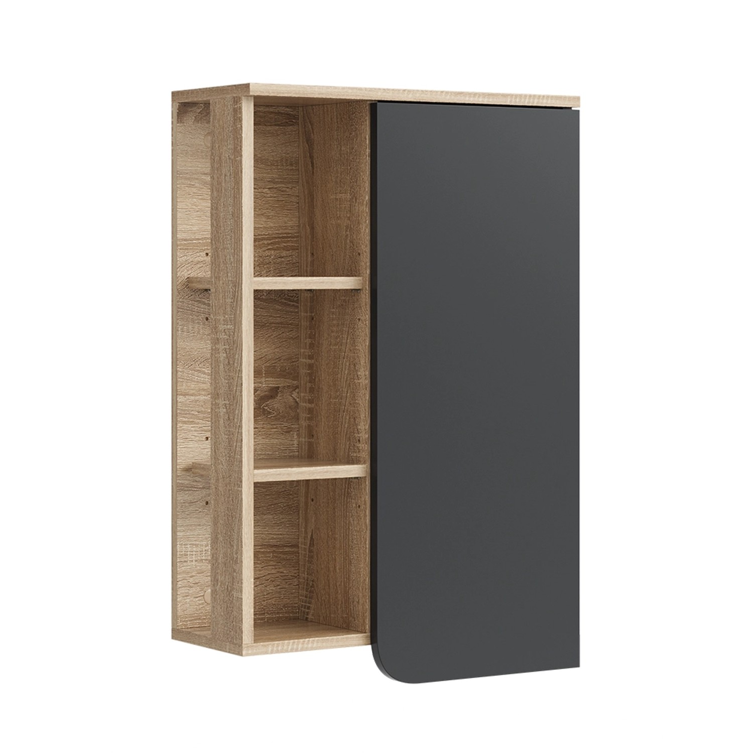 Vicco Badschrank Karen Sonoma/Anthrazit 50 x 75 cm mit Tür und Offenen Fächern