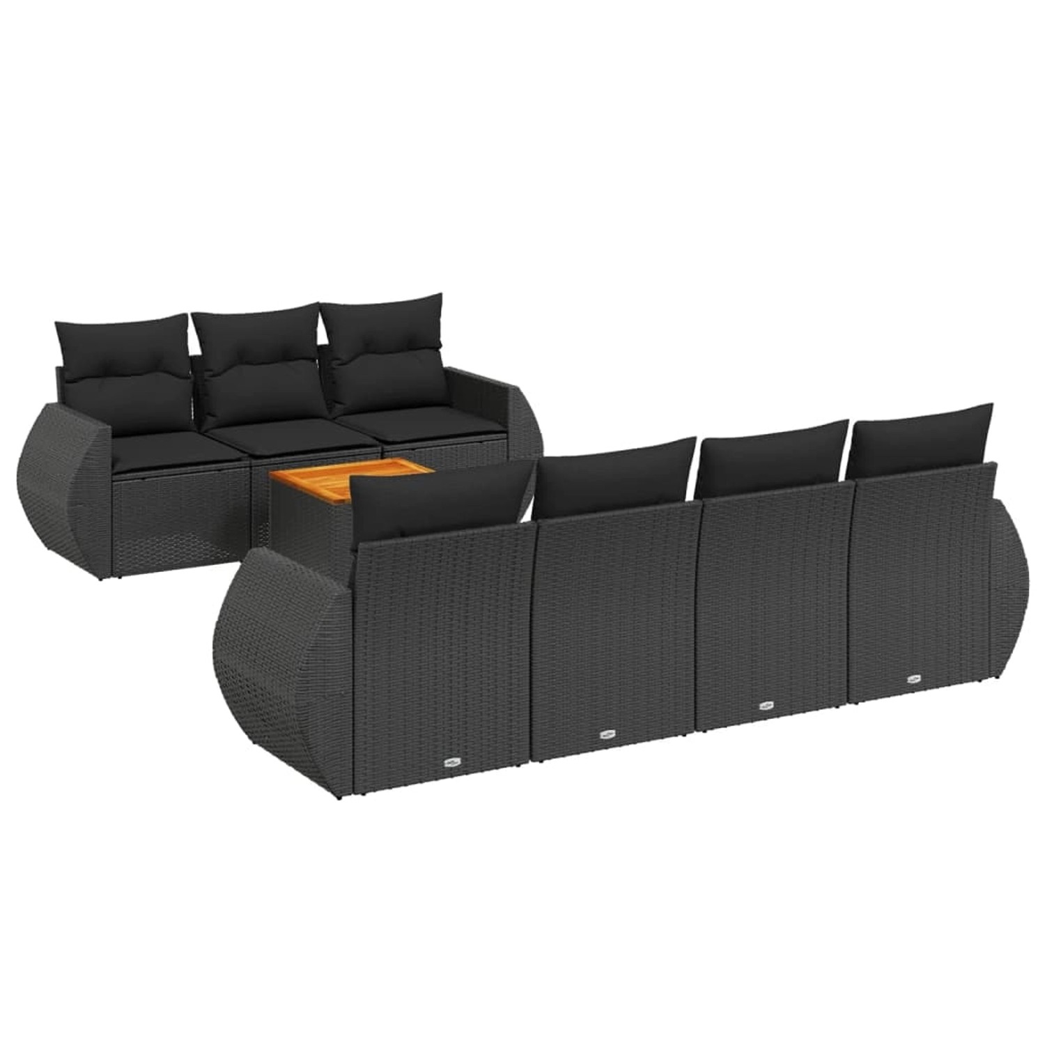 vidaXL 8-Tlg Garten-Sofagarnitur mit Kissen Schwarz Poly Rattan 3224907 günstig online kaufen